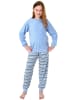 NORMANN Frottee Pyjama Schlafanzug langarm Bündchen und Pferd - 50647 in hellblau
