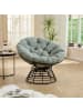 ABRIHOME Papasan Sessel in Hellgrün Rattan 360 Grad drehbar mit Kissen für Wohnzimmer