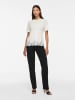 Vila Einfarbige Bluse Rundhals Kurzarm Minimal in Weiß