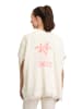 CARTOON Strick-Poncho mit Stickerei in Patch Cream/Red