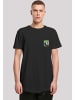 F4NT4STIC Long Cut T-Shirt Looney Tunes Marvin The Martian Face Faux Pocket in schwarz