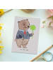 Mr. & Mrs. Panda Postkarte Zugbegleiter Herz ohne Spruch in Grau Pastell