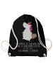 Mr. & Mrs. Panda Beutelrucksack Einhorn Koffer mit Spruch in Schwarz