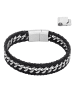 Steel_Art Herrenarmband Lederarmband Henny in Schwarz