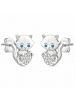 schmuck23 Silber Ohrringe 925 Zirkonia Katze 0,7 cm x 0,8 cm
