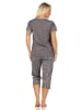 NORMANN kurzarm Capri Schlafanzug und langer Caprihose - 66881 in grau