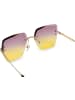 styleBREAKER Rechteckige Sonnenbrille in Gold/Violett-Gelb Verlauf