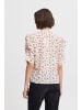 ICHI Kurzarm-Bluse IXNINA Regular fit in Almond Milk w. Pink Flower
