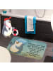 Mr. & Mrs. Panda Duschvorleger Pinguin Duschen Design mit Spruch in Weiß