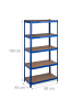 relaxdays Schwerlastregal in Blau - (B)90 x (H)180 x (T)45 cm