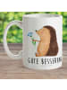 Mr. & Mrs. Panda Camping Tasse Igel Blumen mit Spruch in Weiß
