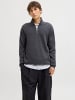 Jack & Jones Strickjacke mit Viertelreißverschluss in Dark Grey Melange