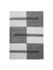 KADIMA DESIGN Teppich Hochflor Shaggy Karo Design Polypropylen Wohnzimmer in Hellgrau