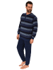 NORMANN Frottee Schlafanzug Bündchen Blockstreifen - 75481 in marine