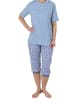 NORMANN Capri Pyjama kurzarm und Spitzenbesatz - 44524 in blau