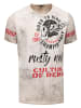 Rusty Neal Vintage Biker T-Shirt Oil Wash mit Raw Edge & Front- und Backprint in Stone