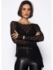 SASSYCLASSY Asymmetrisches Spitzenoberteil in Schwarz