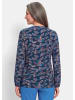 GOLDNER Jerseybluse mit Rundhals, V-Ausschnitt in marine / gemustert