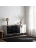 home24 home24 Sideboard aus Holzwerkstoff mit Front & Korpus aus Glas Schwarz / Kaschmir und Gestell in Schwarz (40 x 160 x 76 cm) in Schwarz