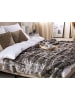 Beliani Kuscheldecke TADDART in Braun/Grau/Weiß - (W) 180 x (H) 1 x (L) 220 cm