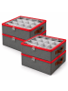 relaxdays 4 x Weihnachtskugel-Aufbewahrungsbox in Grau/ Rot - (B)33 x (H)9 x (T)33 cm
