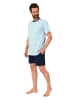 NORMANN Kurzarm Schlafanzug Pyjama Shorty - 84420 in hellblau