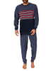 NORMANN Frottee Pyjama Schlafanzug Bündchen und Rundhals - 51527 in blau