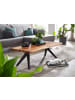 KADIMA DESIGN Couchtisch mit Baumkanten, Akazienholz und Edelstahl, robustes Unikat