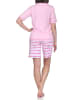 NORMANN Kurzarm Schlafanzug Shorty Pyjama Katzen Optik Übergrößen in rosa