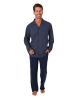 NORMANN Langarm Schlafanzug Pyjama zum durchknöpfen - 86529 in marine