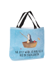 Mr. & Mrs. Panda Damen Schultertasche Pinguin Angelboot mit Spruch in Eisblau