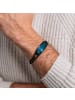 Holzkern Herrenarmband Edelstahl Modulus Blatt Blau/Schwarz