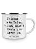Mr. & Mrs. Panda Kaffeebecher Spruch Friseur Talent mit Spruch in Weiß