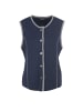 GOLDNER Kurzgröße:  Zeitlose Merino-Weste mit Knopfleiste in marine / grau