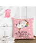 Mr. & Mrs. Panda Kopfkissen Einhorn Blümchentail mit Spruch in Rot Pastell