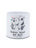 Mr. & Mrs. Panda Blumentopf Panda Bester Vater der Welt mit Spruch in Weiß