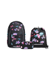 Coocazoo Schulrucksack-Set PORTER "Floral Artnight" 3-tlg. in Schwarz