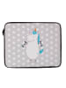 Mr. & Mrs. Panda Laptop Sleeve Einhorn Fitness ohne Spruch in Grau Pastell