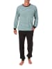 NORMANN Langarm Schlafanzug Pyjama Bündchen Streifen in türkis
