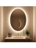 COSTWAY Badspiegel mit Beleuchtung oval 70 x 50cm in Silber