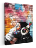 MuchoWow Leinwand Bilder Kopfhörer-Affe
