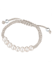 Valero Pearls Armband Süßwasser-Zuchtperle weiß Textil (grau) in weiß