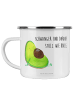 Mr. & Mrs. Panda Emaille Becher Avocado Schwangerschaft mit Spruch in Weiß