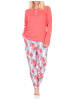 NORMANN Pyjama Schlafanzug langarm Hose floralem print in rot