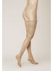 Kunert Halterlose Feinstrümpfe Satin Look 20 breites Spitzenband in tan