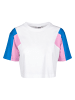 Urban Classics Cropped T-Shirts in wht/brightblue/coolpink