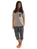 NORMANN Capri Pyjama kurzarm Oberteil gestreift - 44584 in creme