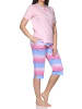 NORMANN Kurzarm Capri Schlafanzug Pyjama Übergröße Zick Zack Muster in rosa