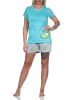 NORMANN Schlafanzug kurzarm Pyjama Shorty Kiwi print - 86390 in türkis