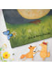 Mr. & Mrs. Panda Saunahandtuch Pinguin Blumen Design ohne Spruch in Eisblau